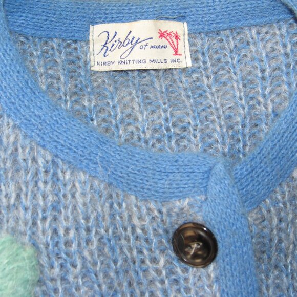 Vintage 50's Kirby of Miami Knitting Mills Mohair Wool Crewel Cardigan Sweater - Picture 4 of 4